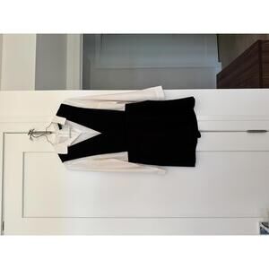 Top Shop Black and White Long Sleeve Tuxedo Shorts Romper - Sz 6